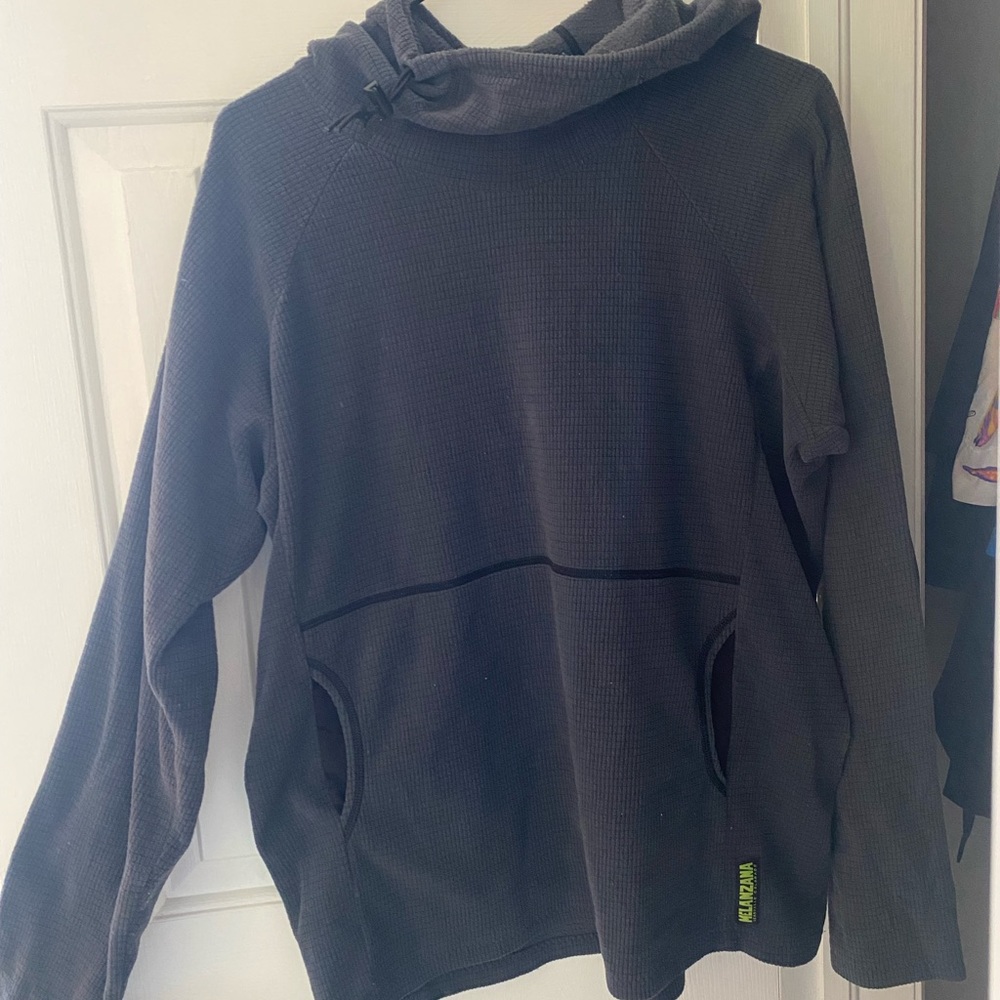 Melanzana Men’s Large Micro Grid Hoodie  - Dark Grey